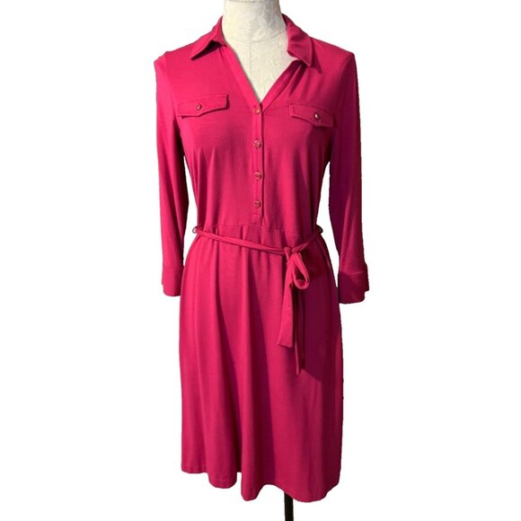 Talbots Dresses & Skirts - Talbots Jersey Dress Medium Petite PM Pink 3/4 Long Sleeve Stretch NEW Washable